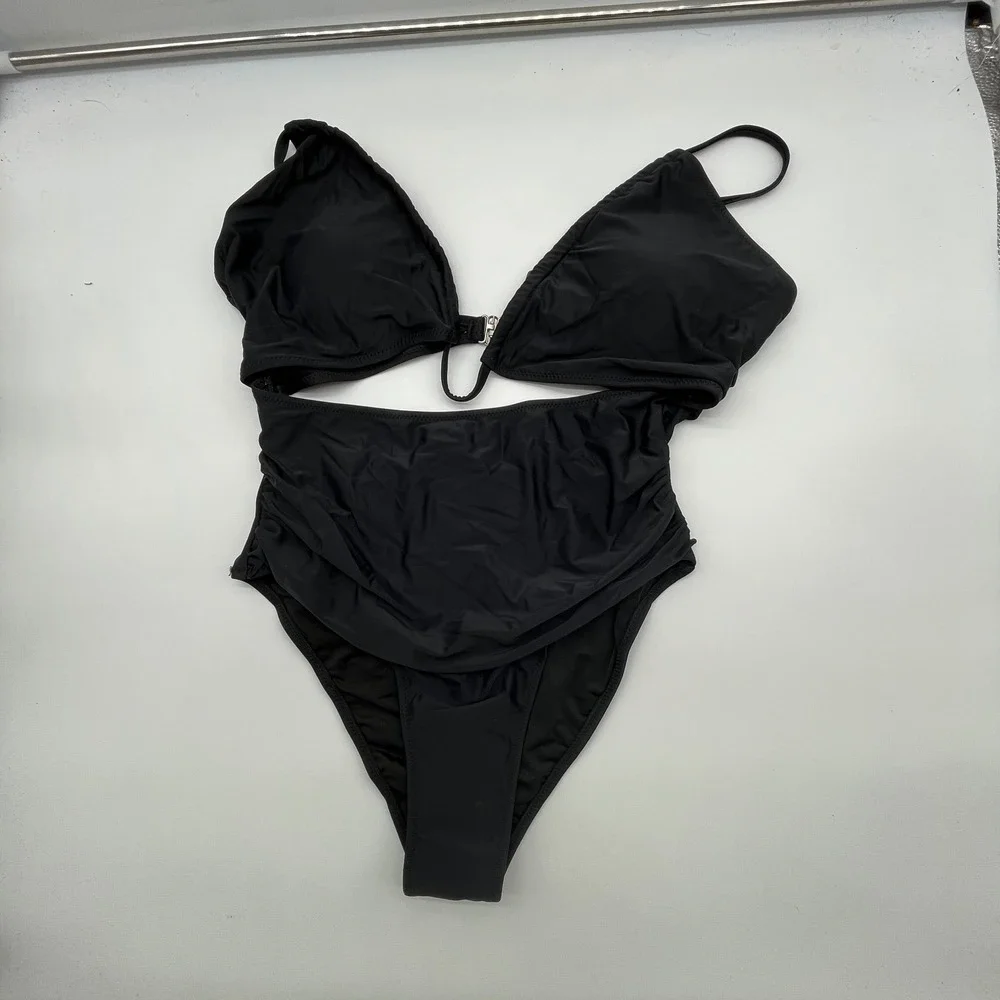 Blooming Jelly Womens Black Cut Out Monokini One Piece Swimsuit Size L NWT